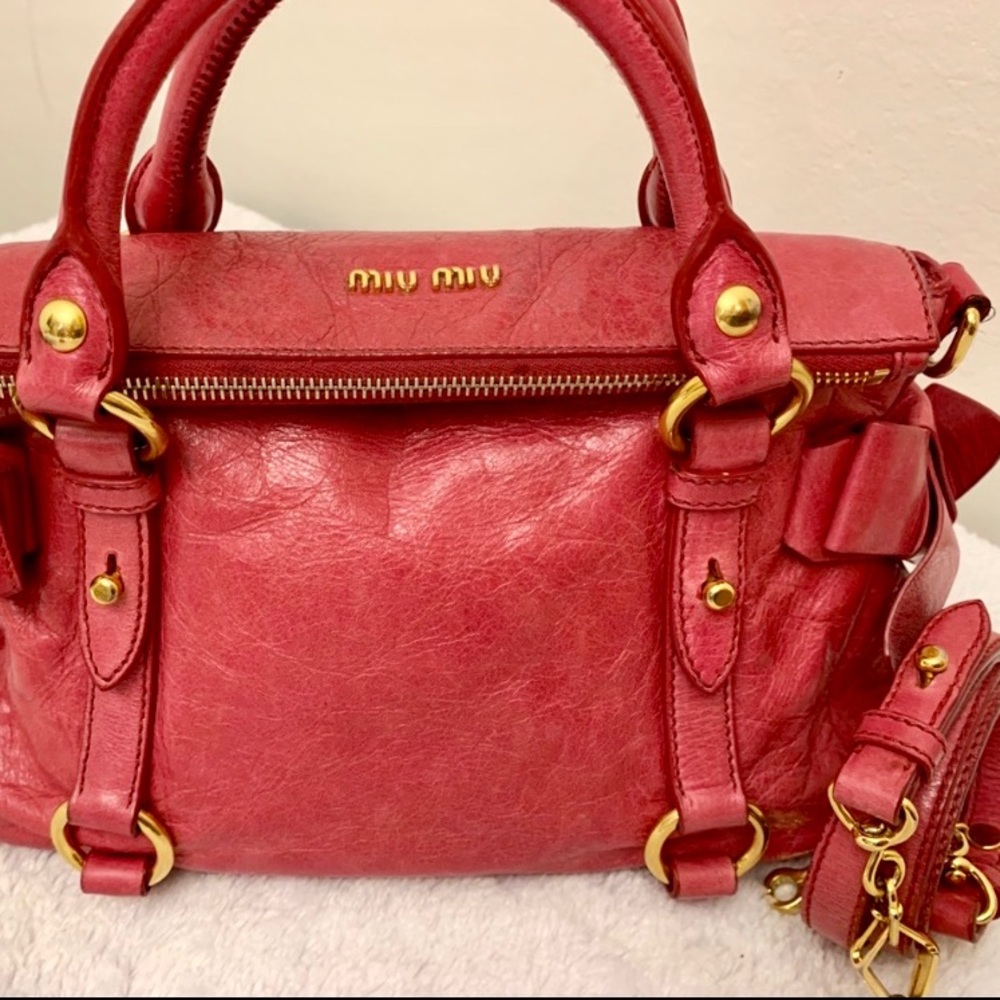 Miu Miu Vitello Lux Bow Satchel